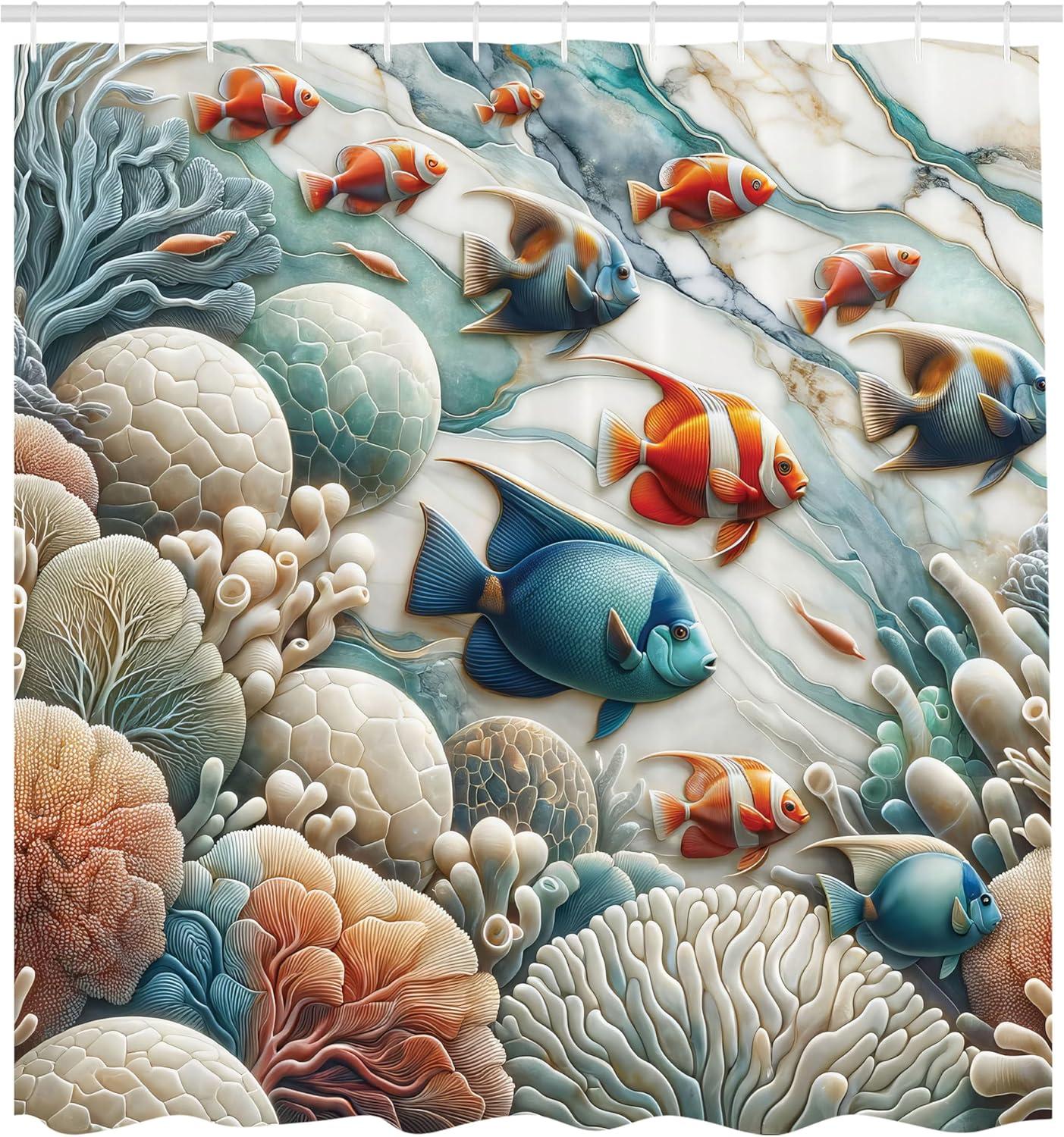 imageAmbesonne Navy Blue Shower Curtain Modern Eucalyptus Leaves with Romantic Winter Vibe in Cold Color Palette Cloth Fabric Bathroom Decor Set with Hooks 69 W x 75 L Blue Grey and WhiteSalmon Sea Blue Eggshell