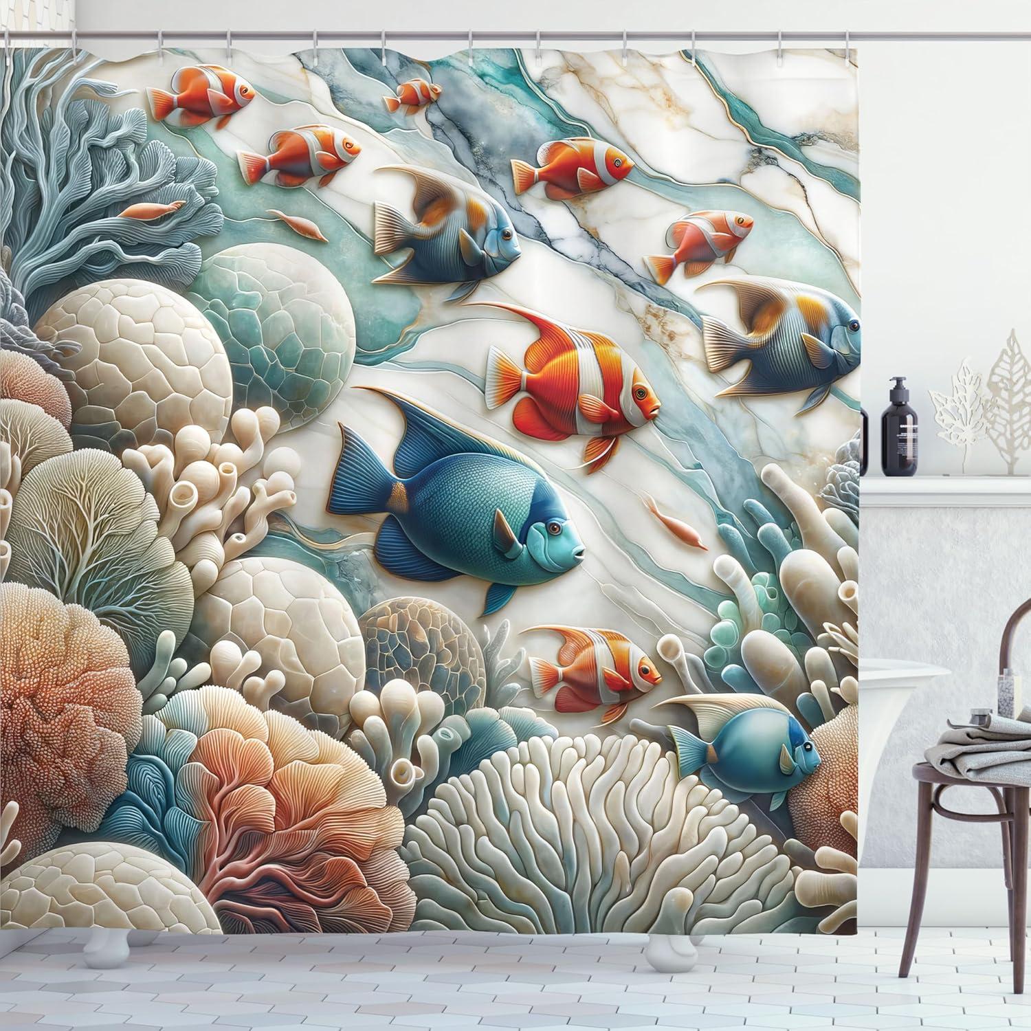 imageAmbesonne Navy Blue Shower Curtain Modern Eucalyptus Leaves with Romantic Winter Vibe in Cold Color Palette Cloth Fabric Bathroom Decor Set with Hooks 69 W x 75 L Blue Grey and WhiteSalmon Sea Blue Eggshell