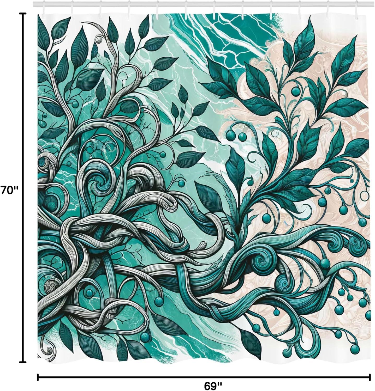 imageAmbesonne Navy Blue Shower Curtain Modern Eucalyptus Leaves with Romantic Winter Vibe in Cold Color Palette Cloth Fabric Bathroom Decor Set with Hooks 69 W x 75 L Blue Grey and WhiteTeal Sea Green Eggshell