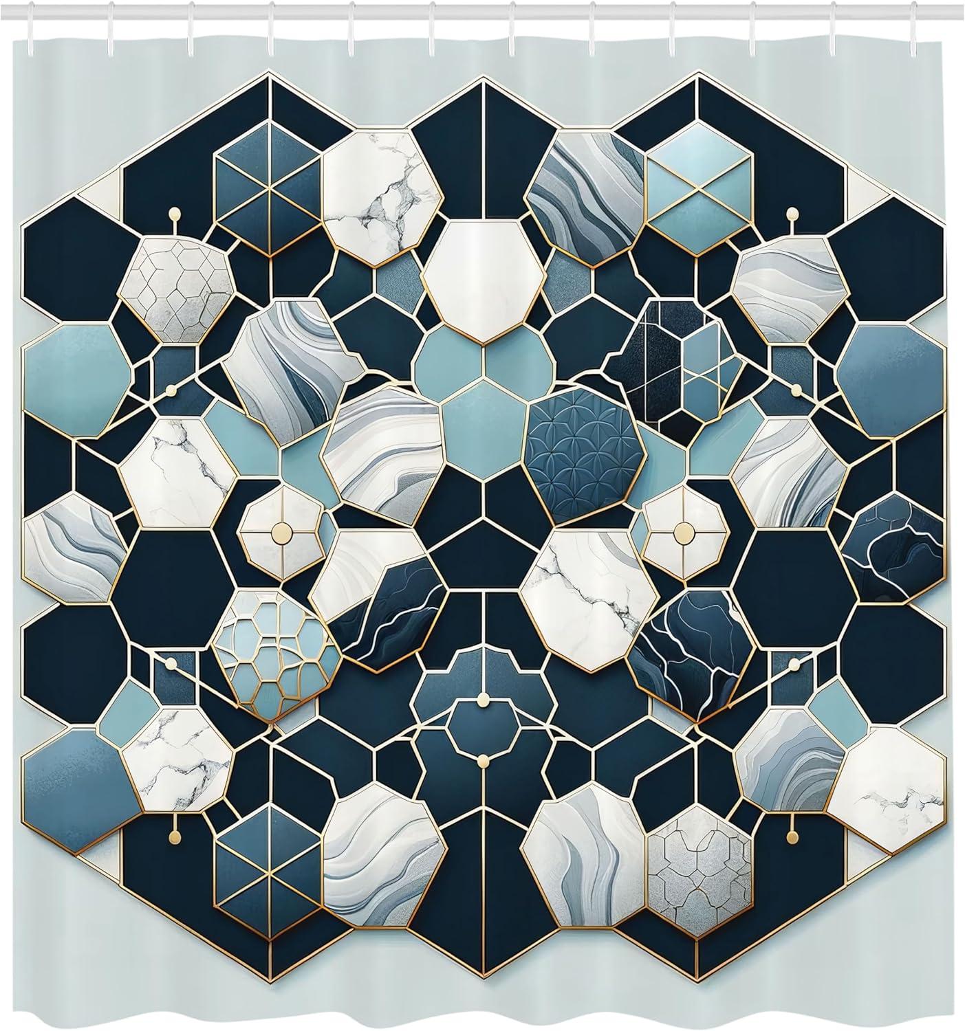 imageAmbesonne Navy Blue Shower Curtain Modern Eucalyptus Leaves with Romantic Winter Vibe in Cold Color Palette Cloth Fabric Bathroom Decor Set with Hooks 69 W x 75 L Blue Grey and WhiteDark Slate Blue Ivory