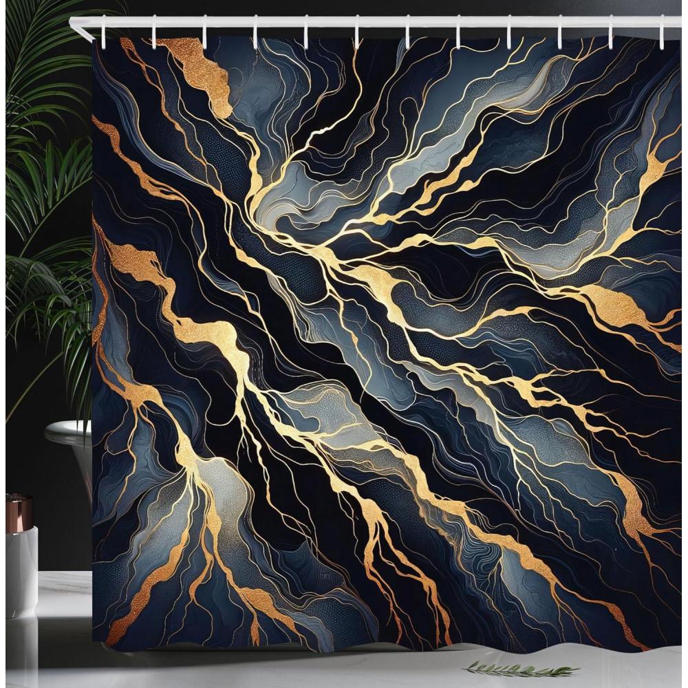 imageAmbesonne Navy Blue Shower Curtain Modern Eucalyptus Leaves with Romantic Winter Vibe in Cold Color Palette Cloth Fabric Bathroom Decor Set with Hooks 69 W x 75 L Blue Grey and WhiteSand Brown Purpleblue