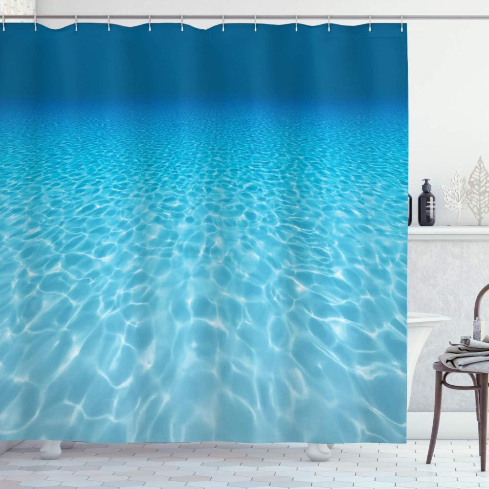 imageAmbesonne Navy Blue Shower Curtain Modern Eucalyptus Leaves with Romantic Winter Vibe in Cold Color Palette Cloth Fabric Bathroom Decor Set with Hooks 69 W x 75 L Blue Grey and WhiteBlue Aqua