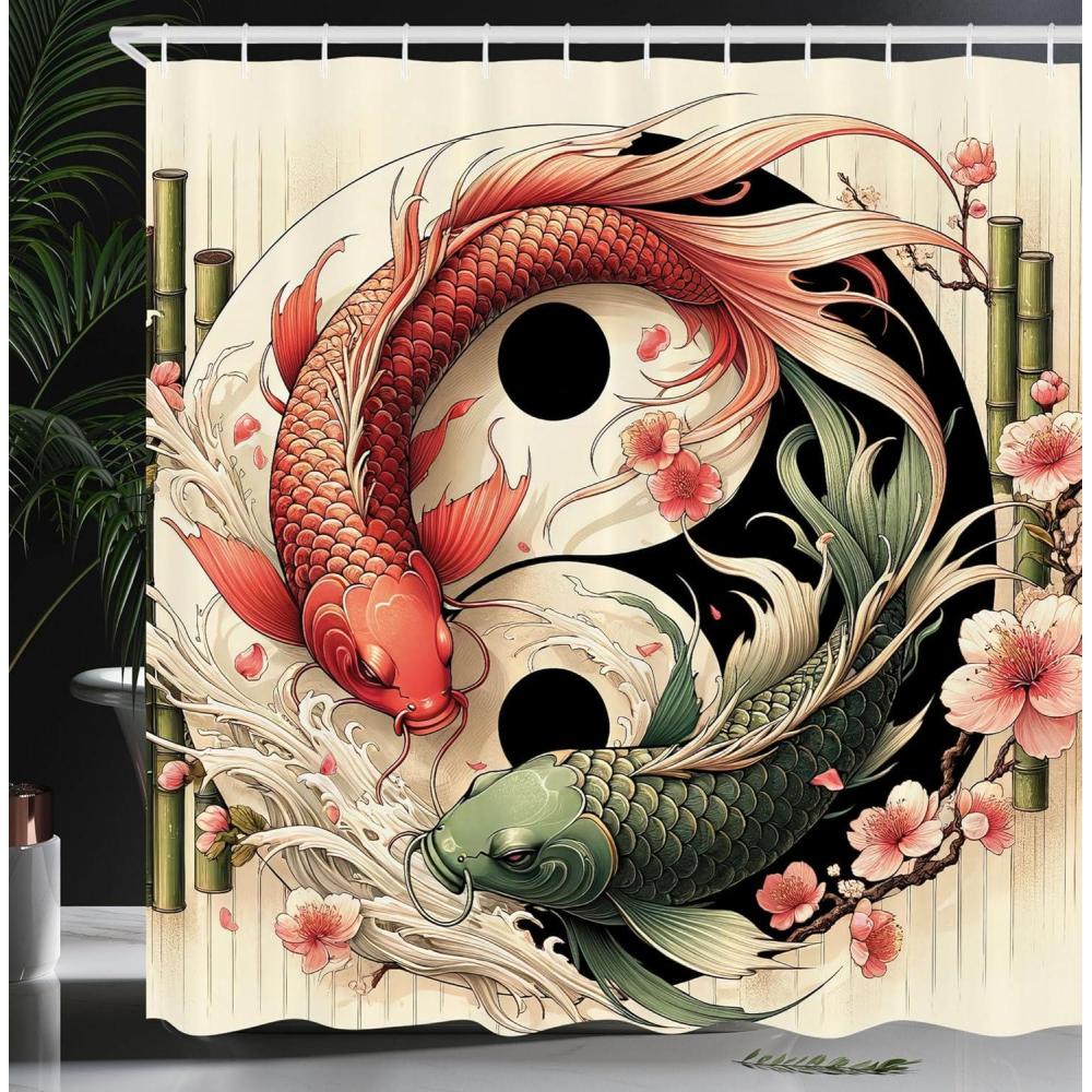 imageAmbesonne Navy Blue Shower Curtain Modern Eucalyptus Leaves with Romantic Winter Vibe in Cold Color Palette Cloth Fabric Bathroom Decor Set with Hooks 69 W x 75 L Blue Grey and WhiteCream Laurel Green Coral