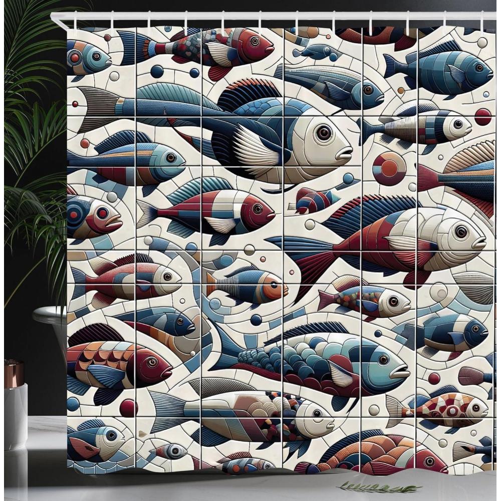 imageAmbesonne Navy Blue Shower Curtain Modern Eucalyptus Leaves with Romantic Winter Vibe in Cold Color Palette Cloth Fabric Bathroom Decor Set with Hooks 69 W x 75 L Blue Grey and WhiteBeige Sea Blue Redwood