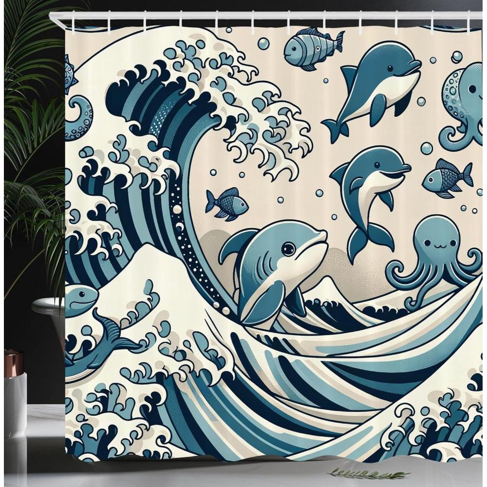 imageAmbesonne Navy Blue Shower Curtain Modern Eucalyptus Leaves with Romantic Winter Vibe in Cold Color Palette Cloth Fabric Bathroom Decor Set with Hooks 69 W x 75 L Blue Grey and WhiteSlate Blue Champagne
