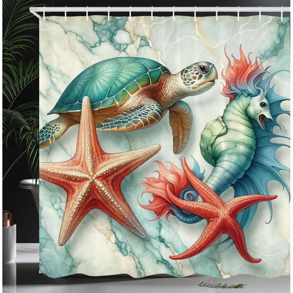 imageAmbesonne Navy Blue Shower Curtain Modern Eucalyptus Leaves with Romantic Winter Vibe in Cold Color Palette Cloth Fabric Bathroom Decor Set with Hooks 69 W x 75 L Blue Grey and WhiteCoral Teal Sea Blue