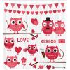 Ambesonne Animal Shower Curtain, Owls Image with Romantic Elements Arrow Eyesight Partners in Amour Design, Cloth Fabric Bathroom Decor Set with Hooks, 69″ W x 70″ L, Red White