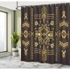 Ambesonne Chocolate Shower Curtain, Abstract Flowers with Dotted Lines Vintage Inspirations in Romantic Composition, Fabric Bathroom Decor Set with Hooks, 105″ Extra Wide, Beige Brown(Dark Brown Mustard)