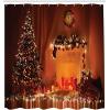 Ambesonne Christmas Shower Curtain, Romantic Xmas Room with Candles Presents Toys Picture Print, Cloth Fabric Bathroom Decor Set with Hooks, 69″ W x 84″ L, Orange