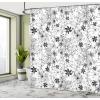 Ambesonne Floral Shower Curtain, Flowers Leaves Twirled Swirls Buds Nature Romantic Design Art Print, Cloth Fabric Bathroom Decor Set with Hooks, 69″ W x 70″ L, Black White
