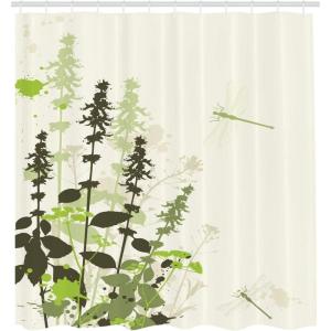 Ambesonne Chocolate Shower Curtain, Abstract Flowers with Dotted Lines Vintage Inspirations in Romantic Composition, Fabric Bathroom Decor Set with Hooks, 105″ Extra Wide, Beige Brown(Army and Pale Green Cream)