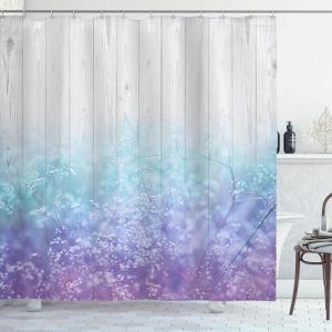 Ambesonne Chocolate Shower Curtain, Abstract Flowers with Dotted Lines Vintage Inspirations in Romantic Composition, Fabric Bathroom Decor Set with Hooks, 105″ Extra Wide, Beige Brown(Lavender Blue)