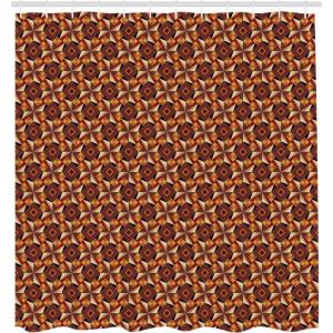 Ambesonne Chocolate Shower Curtain, Abstract Flowers with Dotted Lines Vintage Inspirations in Romantic Composition, Fabric Bathroom Decor Set with Hooks, 105″ Extra Wide, Beige Brown(Dark Orange Taupe Brgundy)