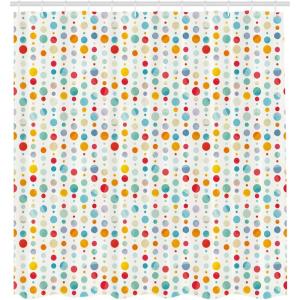 Ambesonne Chocolate Shower Curtain, Abstract Flowers with Dotted Lines Vintage Inspirations in Romantic Composition, Fabric Bathroom Decor Set with Hooks, 105″ Extra Wide, Beige Brown(White Teal)