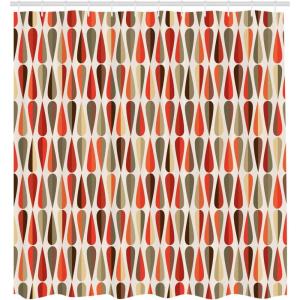 Ambesonne Chocolate Shower Curtain, Abstract Flowers with Dotted Lines Vintage Inspirations in Romantic Composition, Fabric Bathroom Decor Set with Hooks, 105″ Extra Wide, Beige Brown(Multicolor Orange)