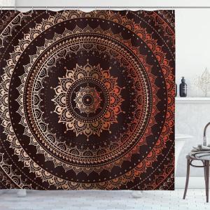 Ambesonne Chocolate Shower Curtain, Abstract Flowers with Dotted Lines Vintage Inspirations in Romantic Composition, Fabric Bathroom Decor Set with Hooks, 105″ Extra Wide, Beige Brown(Chestnut Brown)