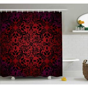 Ambesonne Chocolate Shower Curtain, Abstract Flowers with Dotted Lines Vintage Inspirations in Romantic Composition, Fabric Bathroom Decor Set with Hooks, 105″ Extra Wide, Beige Brown(Vermilion Black)