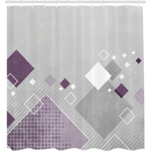 Ambesonne Chocolate Shower Curtain, Abstract Flowers with Dotted Lines Vintage Inspirations in Romantic Composition, Fabric Bathroom Decor Set with Hooks, 105″ Extra Wide, Beige Brown(Grey Purple White)