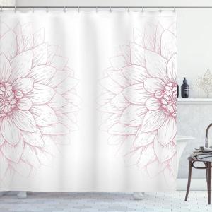 Ambesonne Dahlia Flower Shower Curtain, Simplistic Drawing of a Bushy Sunflower Daisy Like Big Petals Image Modern Romantic Spring Art Print, Fabric Bathroom Decor Set with Hooks, 69″ W x 70″ L, Pink