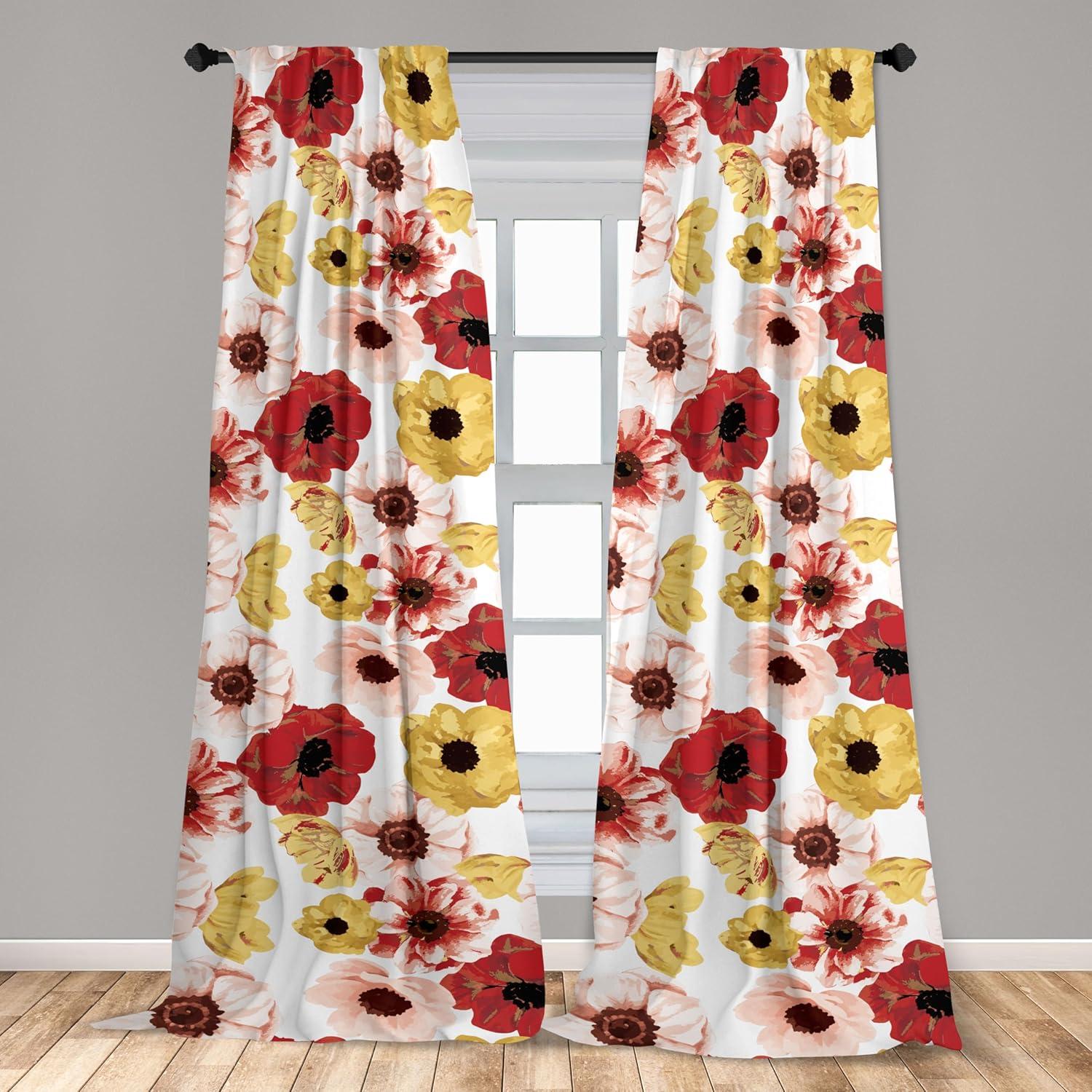 imageAmbesonne Romantic Vibes Curtains Watercolor Style Drawn Springtime Floral Design Neutral Aura Art Window Treatments 2 Panel Set for Living Room Bedroom Pair of 28 x 63 Magenta Pale Ceil BlueBlush Raspberry and White
