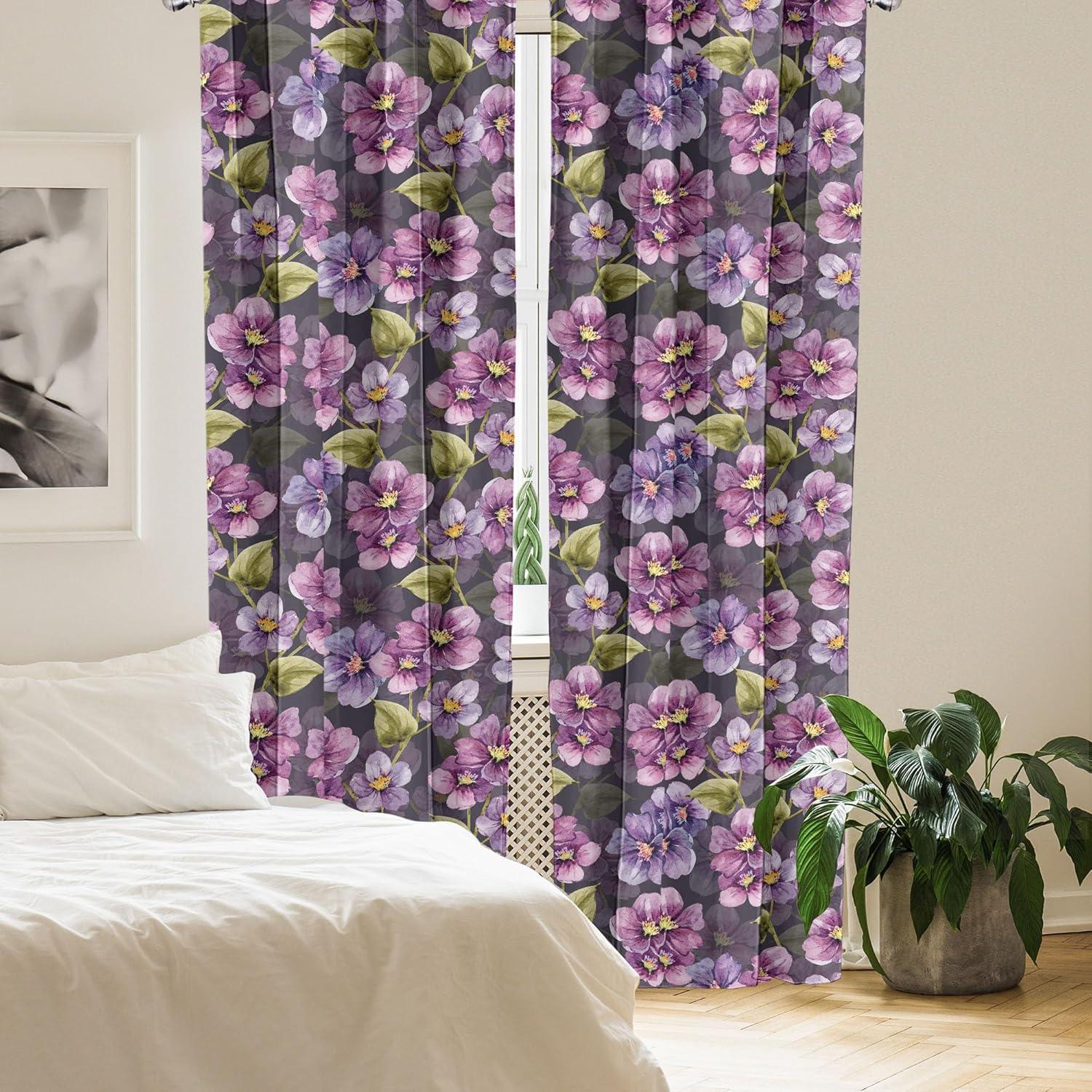 imageAmbesonne Romantic Vibes Curtains Watercolor Style Drawn Springtime Floral Design Neutral Aura Art Window Treatments 2 Panel Set for Living Room Bedroom Pair of 28 x 63 Magenta Pale Ceil BluePistachio Green Lavender