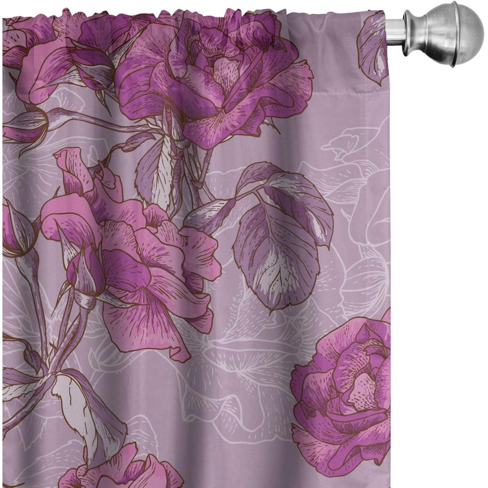 imageAmbesonne Romantic Vibes Curtains Watercolor Style Drawn Springtime Floral Design Neutral Aura Art Window Treatments 2 Panel Set for Living Room Bedroom Pair of 28 x 63 Magenta Pale Ceil BlueDark Magenta Pale Lilac
