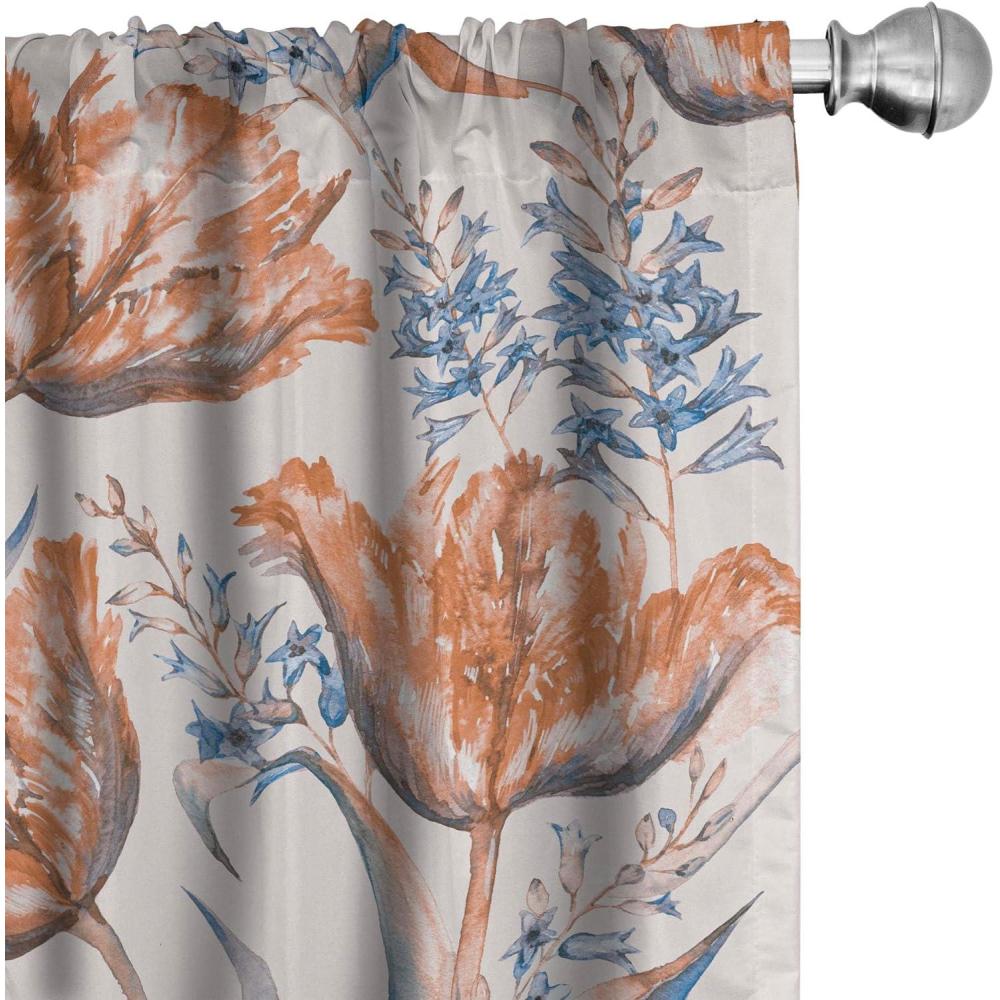 imageAmbesonne Romantic Vibes Curtains Watercolor Style Drawn Springtime Floral Design Neutral Aura Art Window Treatments 2 Panel Set for Living Room Bedroom Pair of 28 x 63 Magenta Pale Ceil BlueBurnt Orange Dark Violet