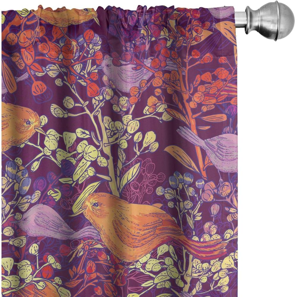 imageAmbesonne Romantic Vibes Curtains Watercolor Style Drawn Springtime Floral Design Neutral Aura Art Window Treatments 2 Panel Set for Living Room Bedroom Pair of 28 x 63 Magenta Pale Ceil BluePurple Orange and Lilac