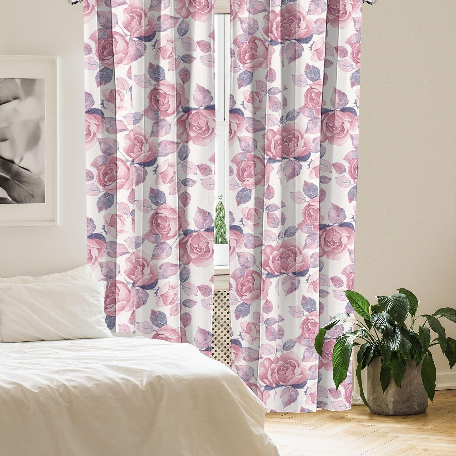imageAmbesonne Blooming Flowers Curtains Simple Design Floral Sketch Pattern with Neutral Leaves Art Window Treatments 2 Panel Set for Living Room Bedroom Pair of 28 x 95 Dark Coral Dimgray WhiteBlush Indigo Pastel Pink