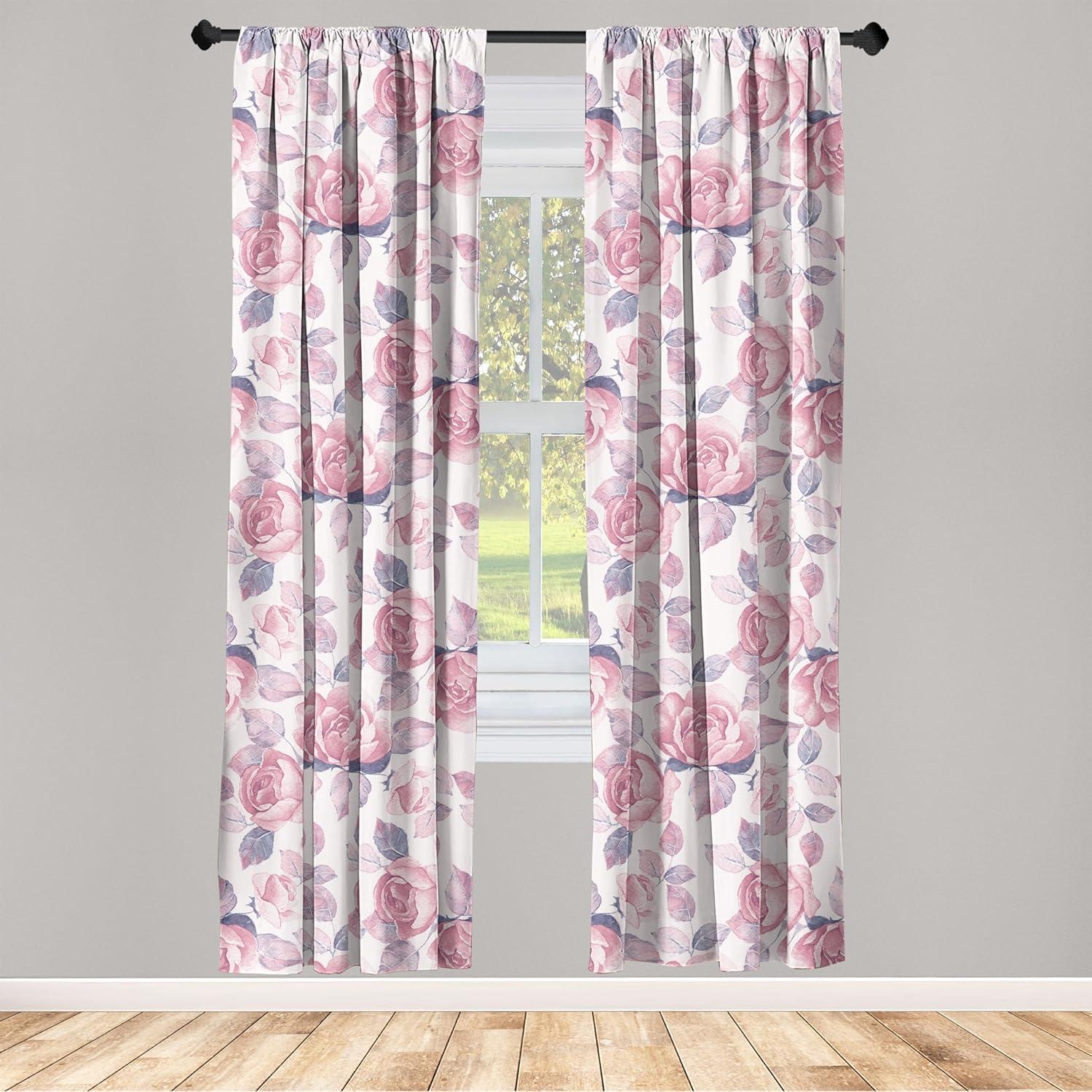 imageAmbesonne Blooming Flowers Curtains Simple Design Floral Sketch Pattern with Neutral Leaves Art Window Treatments 2 Panel Set for Living Room Bedroom Pair of 28 x 95 Dark Coral Dimgray WhiteBlush Indigo Pastel Pink