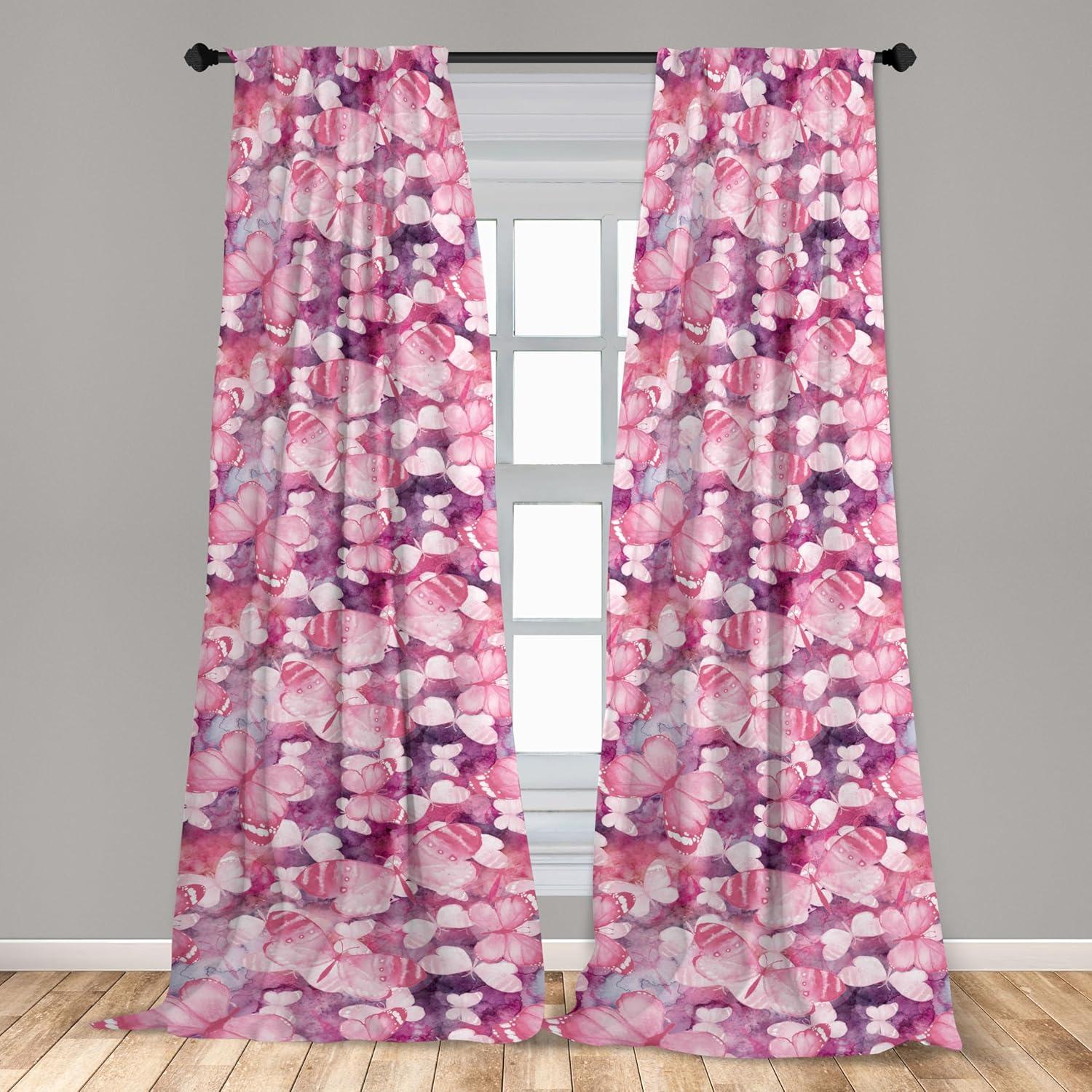 imageAmbesonne Blooming Flowers Curtains Simple Design Floral Sketch Pattern with Neutral Leaves Art Window Treatments 2 Panel Set for Living Room Bedroom Pair of 28 x 95 Dark Coral Dimgray WhiteHot Pink Dark Magenta