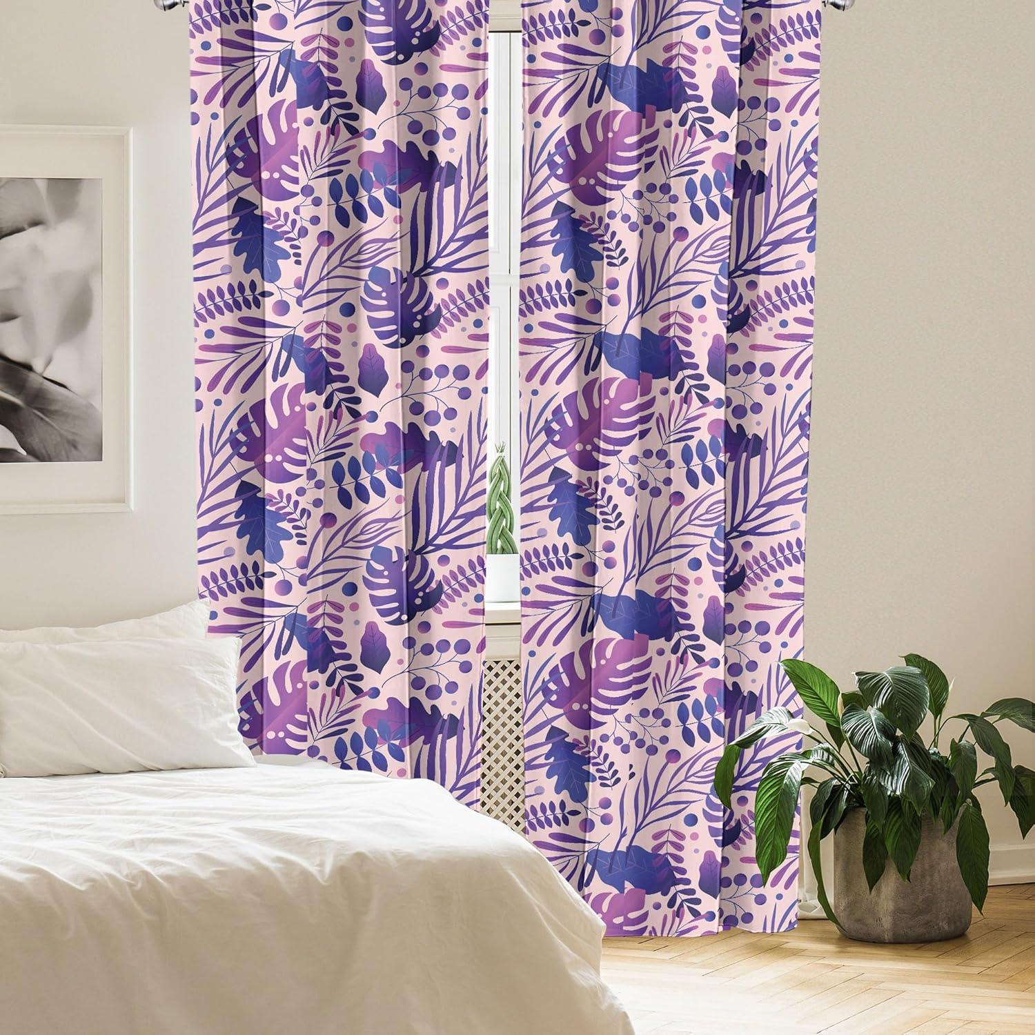 imageAmbesonne Blooming Flowers Curtains Simple Design Floral Sketch Pattern with Neutral Leaves Art Window Treatments 2 Panel Set for Living Room Bedroom Pair of 28 x 95 Dark Coral Dimgray WhiteFuchsia Dark Lavender