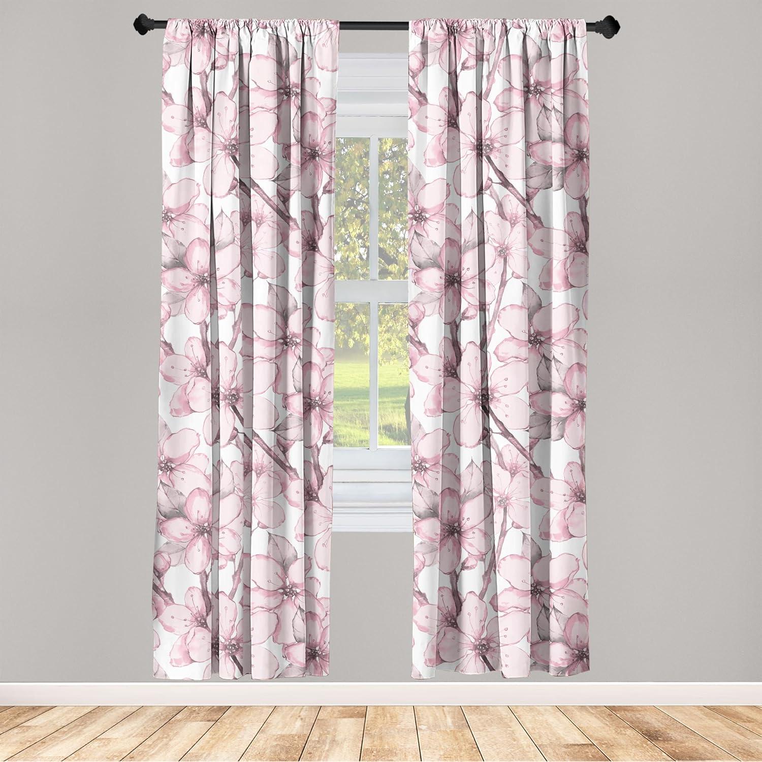imageAmbesonne Blooming Flowers Curtains Simple Design Floral Sketch Pattern with Neutral Leaves Art Window Treatments 2 Panel Set for Living Room Bedroom Pair of 28 x 95 Dark Coral Dimgray WhiteBlush Eggplant White