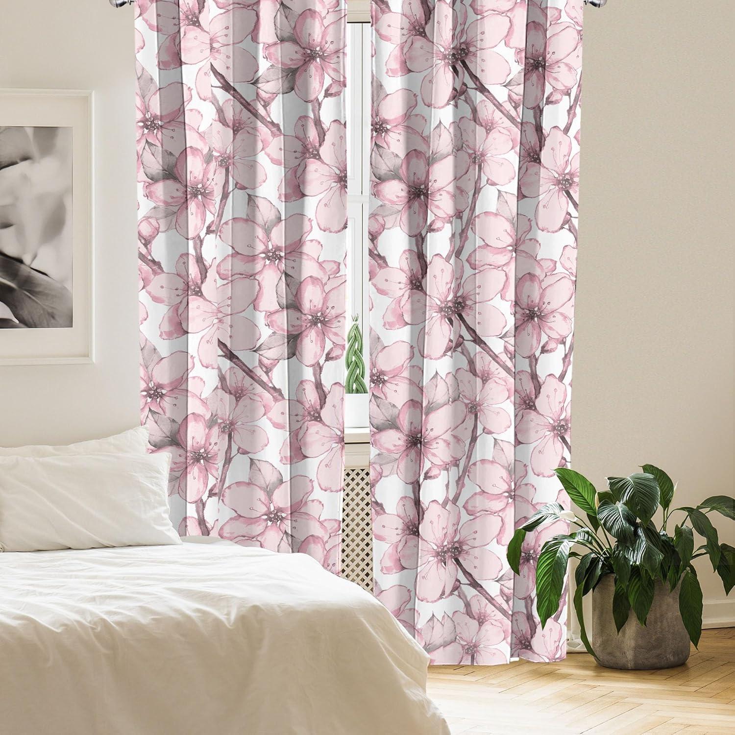 imageAmbesonne Blooming Flowers Curtains Simple Design Floral Sketch Pattern with Neutral Leaves Art Window Treatments 2 Panel Set for Living Room Bedroom Pair of 28 x 95 Dark Coral Dimgray WhiteBlush Eggplant White