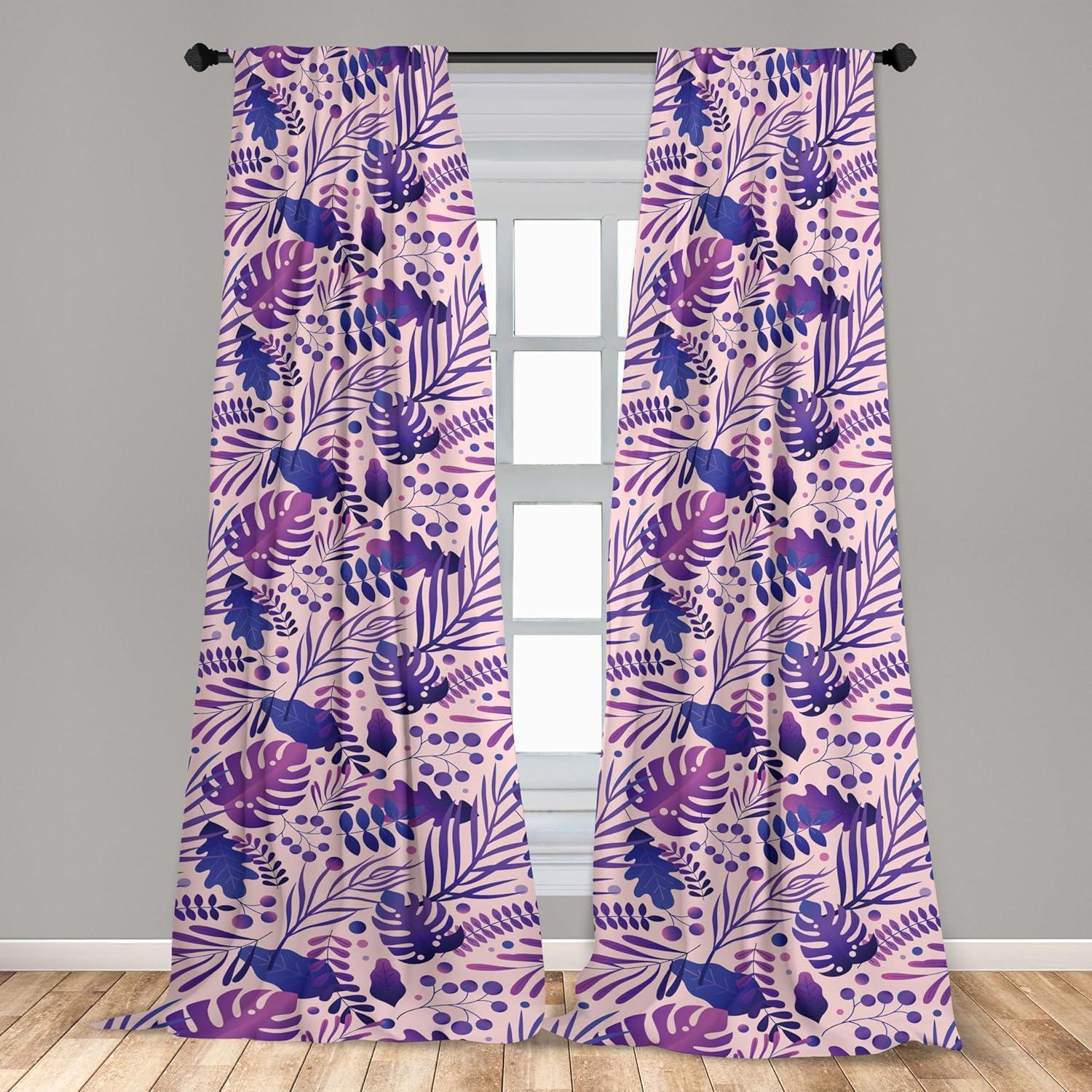 imageAmbesonne Blooming Flowers Curtains Simple Design Floral Sketch Pattern with Neutral Leaves Art Window Treatments 2 Panel Set for Living Room Bedroom Pair of 28 x 95 Dark Coral Dimgray WhiteFuchsia Dark Lavender