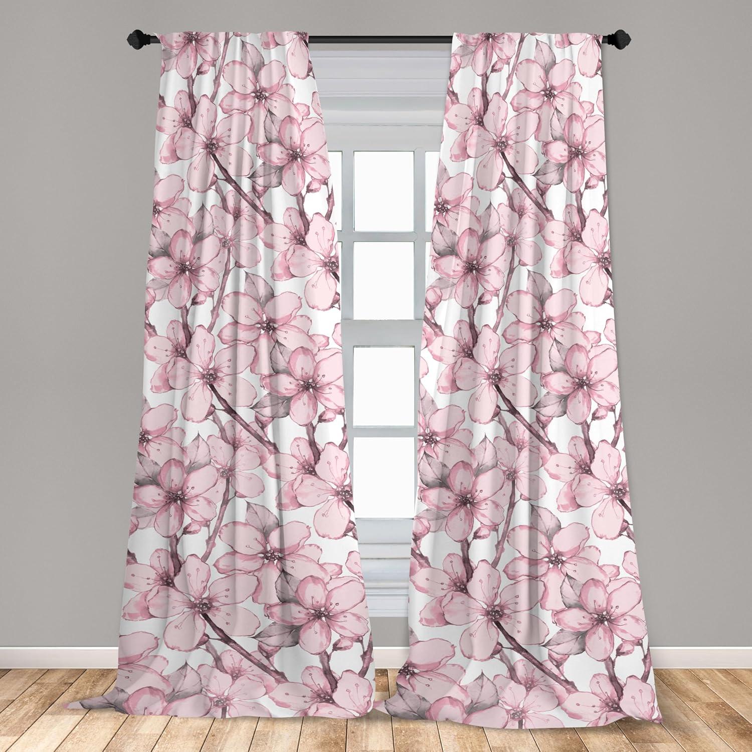 imageAmbesonne Blooming Flowers Curtains Simple Design Floral Sketch Pattern with Neutral Leaves Art Window Treatments 2 Panel Set for Living Room Bedroom Pair of 28 x 95 Dark Coral Dimgray WhiteBlush Eggplant White