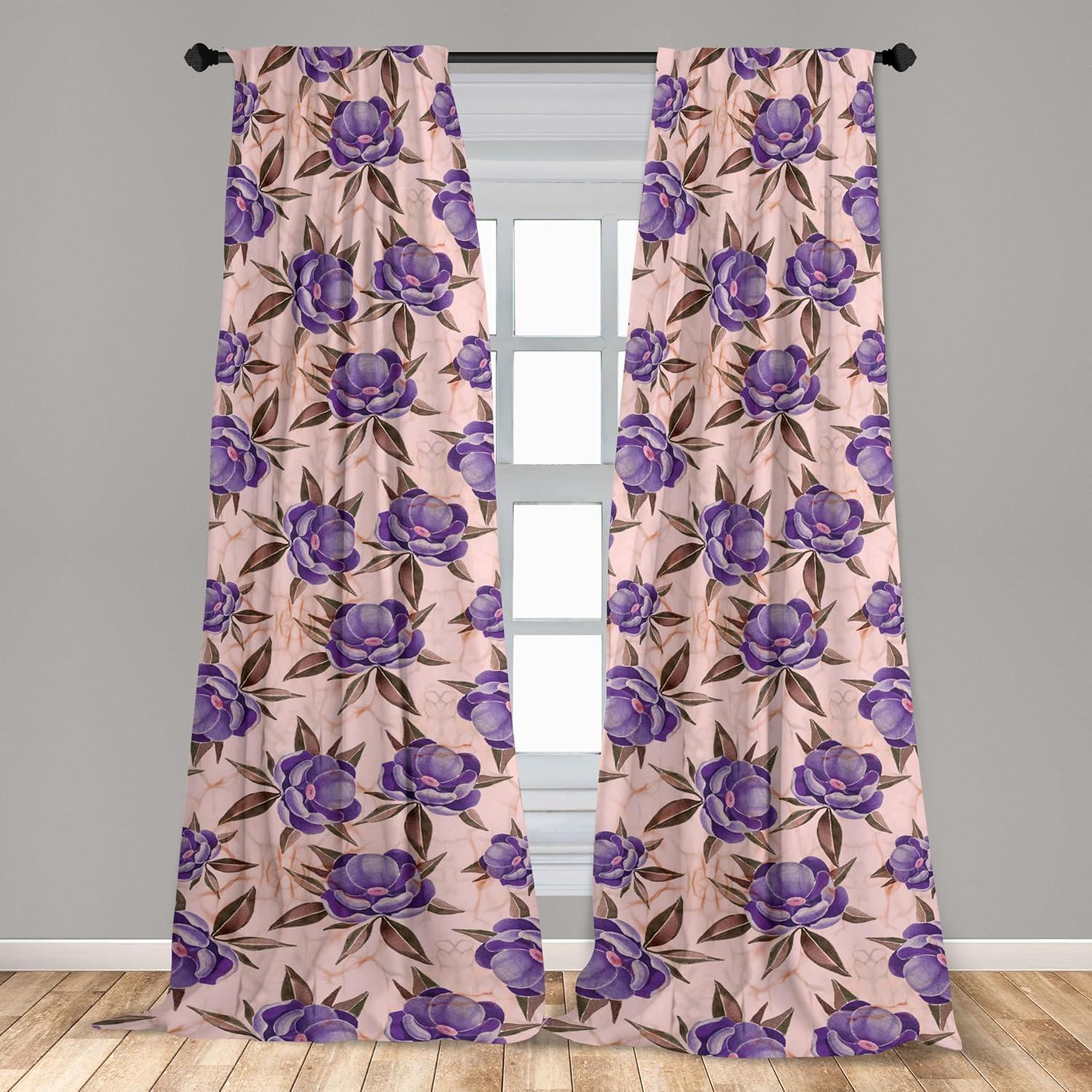 imageAmbesonne Blooming Flowers Curtains Simple Design Floral Sketch Pattern with Neutral Leaves Art Window Treatments 2 Panel Set for Living Room Bedroom Pair of 28 x 95 Dark Coral Dimgray WhiteBlush Blue Violet Fawn