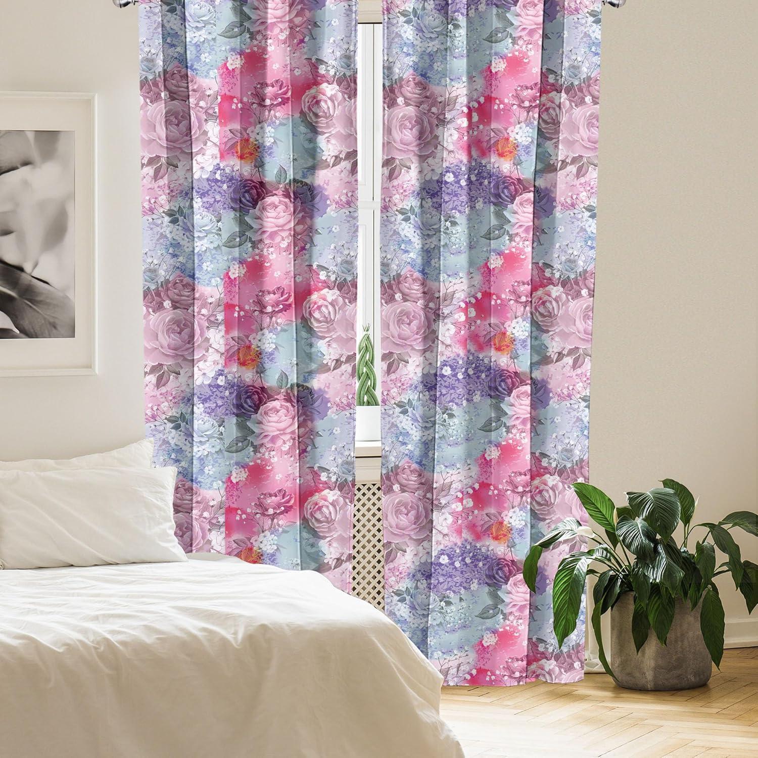 imageAmbesonne Blooming Flowers Curtains Simple Design Floral Sketch Pattern with Neutral Leaves Art Window Treatments 2 Panel Set for Living Room Bedroom Pair of 28 x 95 Dark Coral Dimgray WhiteLilac Hot Pink Violet