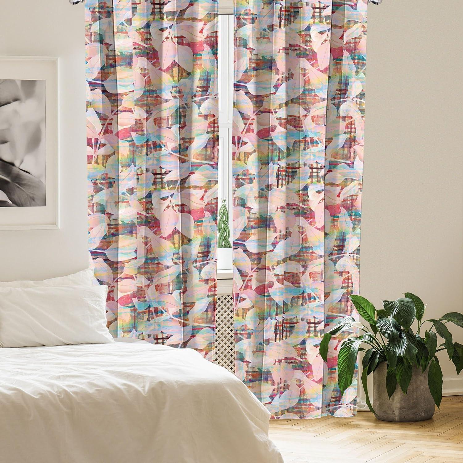 imageAmbesonne Blooming Flowers Curtains Simple Design Floral Sketch Pattern with Neutral Leaves Art Window Treatments 2 Panel Set for Living Room Bedroom Pair of 28 x 95 Dark Coral Dimgray WhiteBlush Multicolor