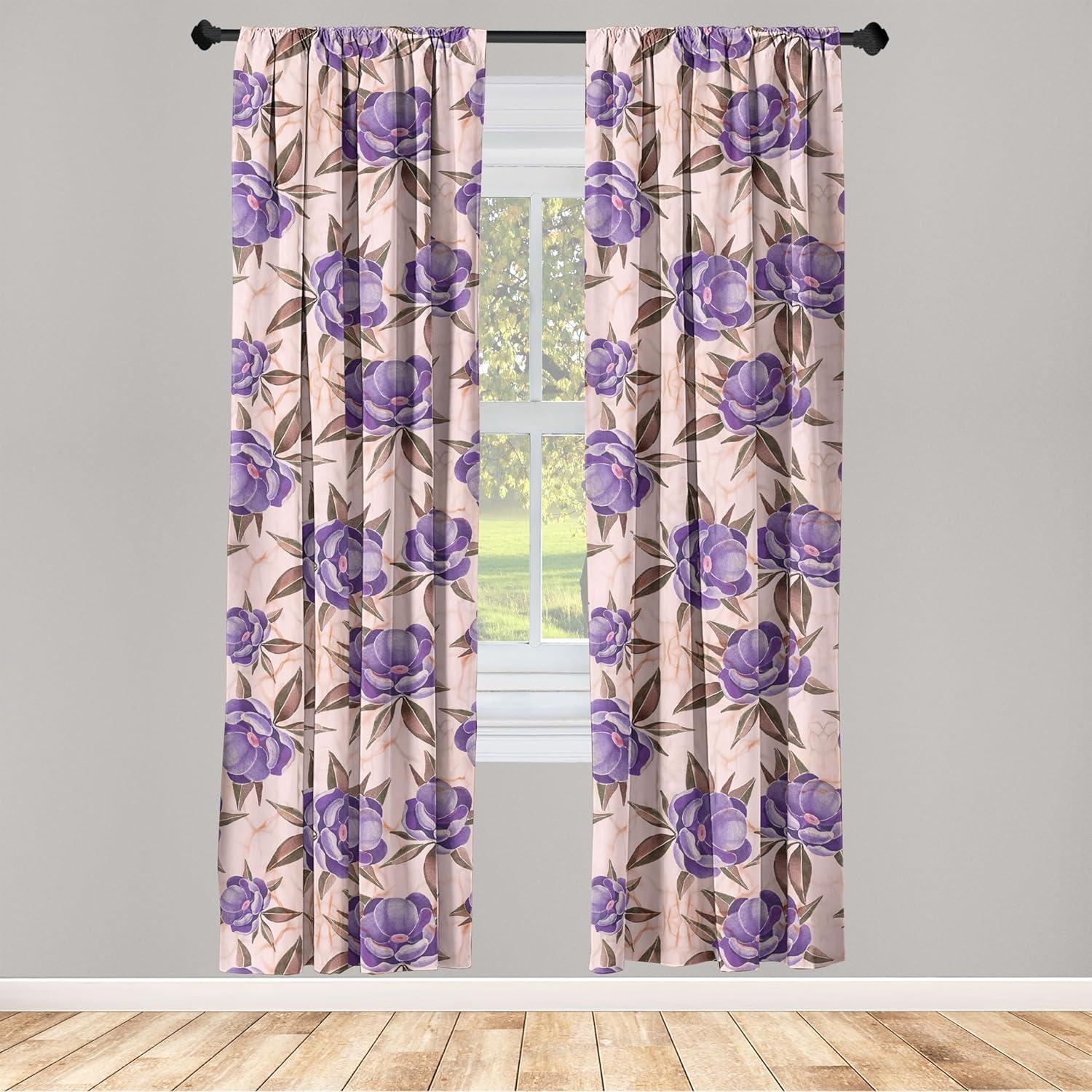 imageAmbesonne Blooming Flowers Curtains Simple Design Floral Sketch Pattern with Neutral Leaves Art Window Treatments 2 Panel Set for Living Room Bedroom Pair of 28 x 95 Dark Coral Dimgray WhiteBlush Blue Violet Fawn