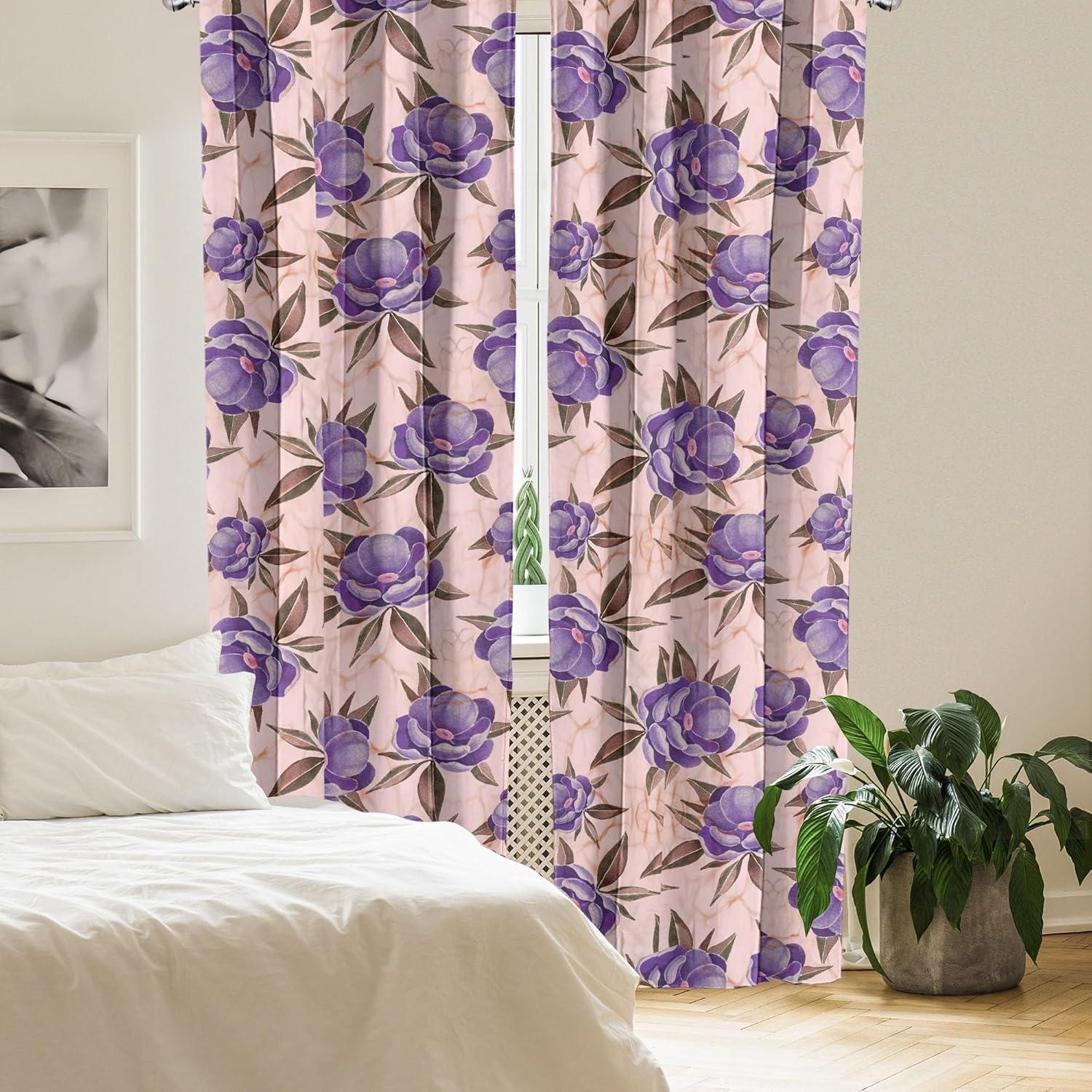 imageAmbesonne Blooming Flowers Curtains Simple Design Floral Sketch Pattern with Neutral Leaves Art Window Treatments 2 Panel Set for Living Room Bedroom Pair of 28 x 95 Dark Coral Dimgray WhiteBlush Blue Violet Fawn