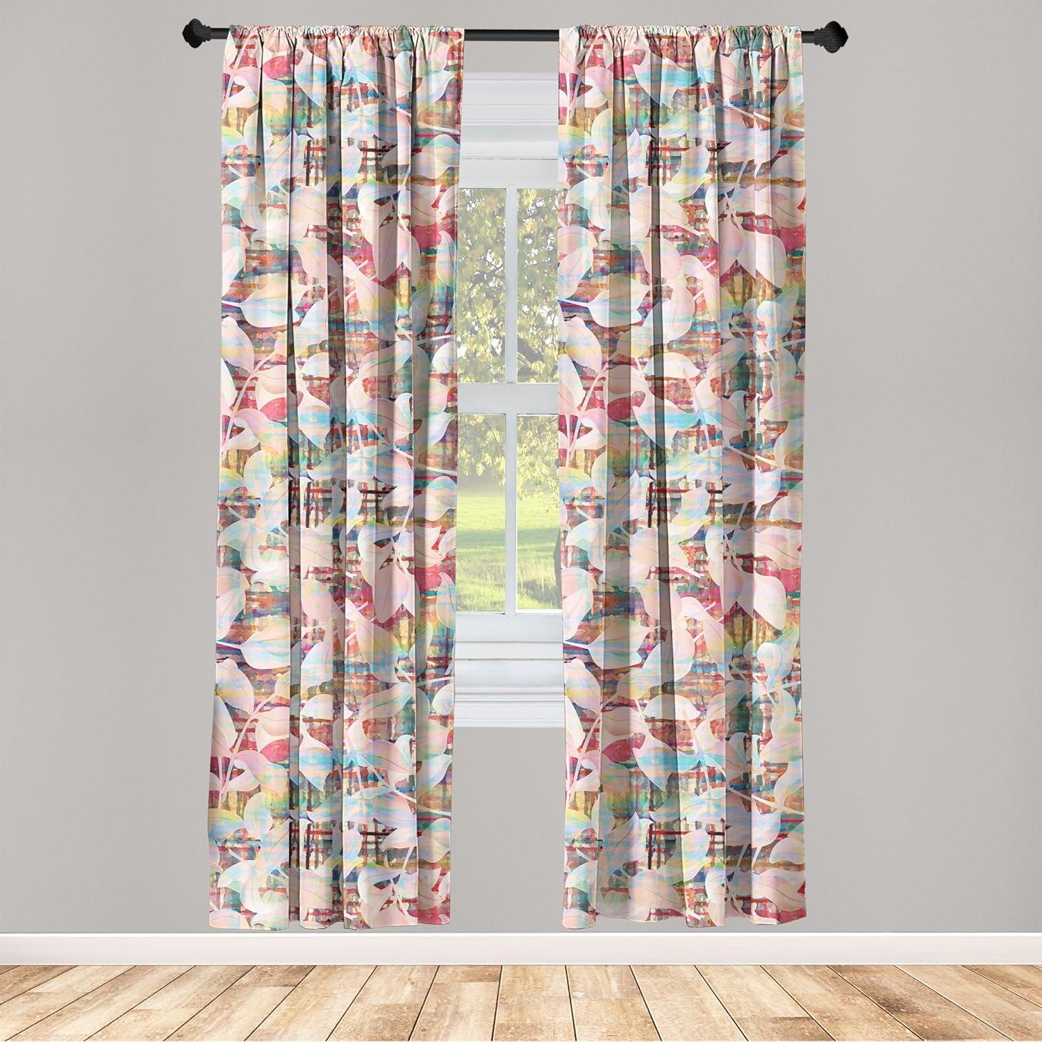 imageAmbesonne Blooming Flowers Curtains Simple Design Floral Sketch Pattern with Neutral Leaves Art Window Treatments 2 Panel Set for Living Room Bedroom Pair of 28 x 95 Dark Coral Dimgray WhiteBlush Multicolor
