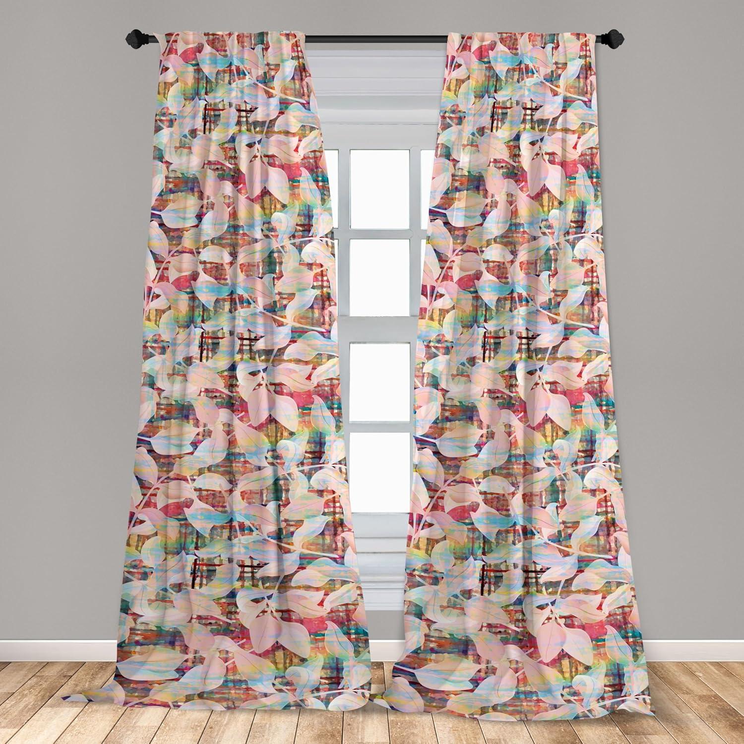 imageAmbesonne Blooming Flowers Curtains Simple Design Floral Sketch Pattern with Neutral Leaves Art Window Treatments 2 Panel Set for Living Room Bedroom Pair of 28 x 95 Dark Coral Dimgray WhiteBlush Multicolor