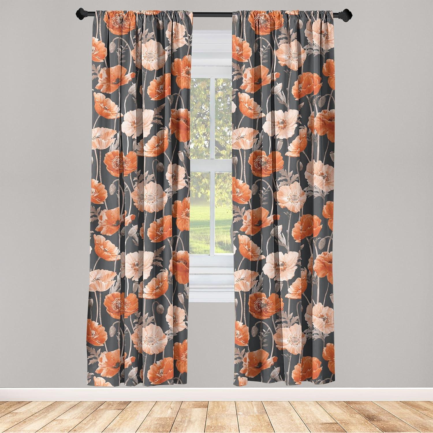 imageAmbesonne Blooming Roses Curtains Night Jungle Vibe Flowers Boho with Neutral Leafy Peduncles Window Treatments 2 Panel Set for Living Room Bedroom Pair of 28 x 84 Dark Sea Green Dark CoralCinnamon Pale Chocolate