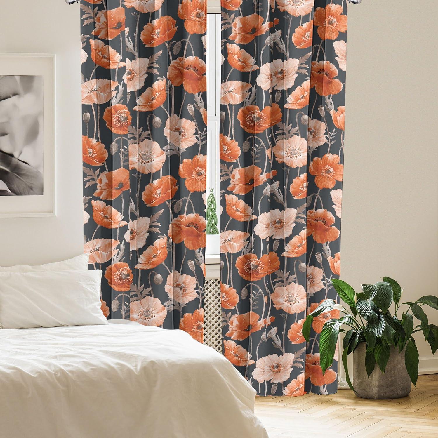 imageAmbesonne Blooming Roses Curtains Night Jungle Vibe Flowers Boho with Neutral Leafy Peduncles Window Treatments 2 Panel Set for Living Room Bedroom Pair of 28 x 84 Dark Sea Green Dark CoralCinnamon Pale Chocolate