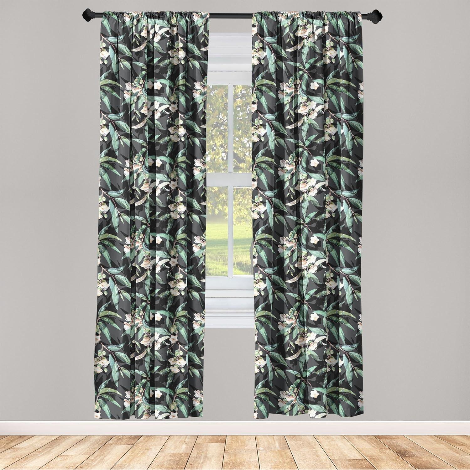 imageAmbesonne Blooming Roses Curtains Night Jungle Vibe Flowers Boho with Neutral Leafy Peduncles Window Treatments 2 Panel Set for Living Room Bedroom Pair of 28 x 84 Dark Sea Green Dark CoralPeacock Green Sea Green