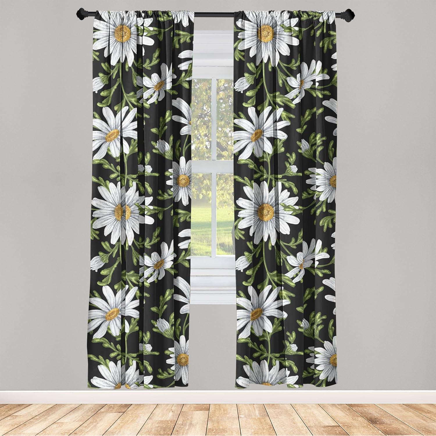 imageAmbesonne Blooming Roses Curtains Night Jungle Vibe Flowers Boho with Neutral Leafy Peduncles Window Treatments 2 Panel Set for Living Room Bedroom Pair of 28 x 84 Dark Sea Green Dark CoralOff White Fern Green