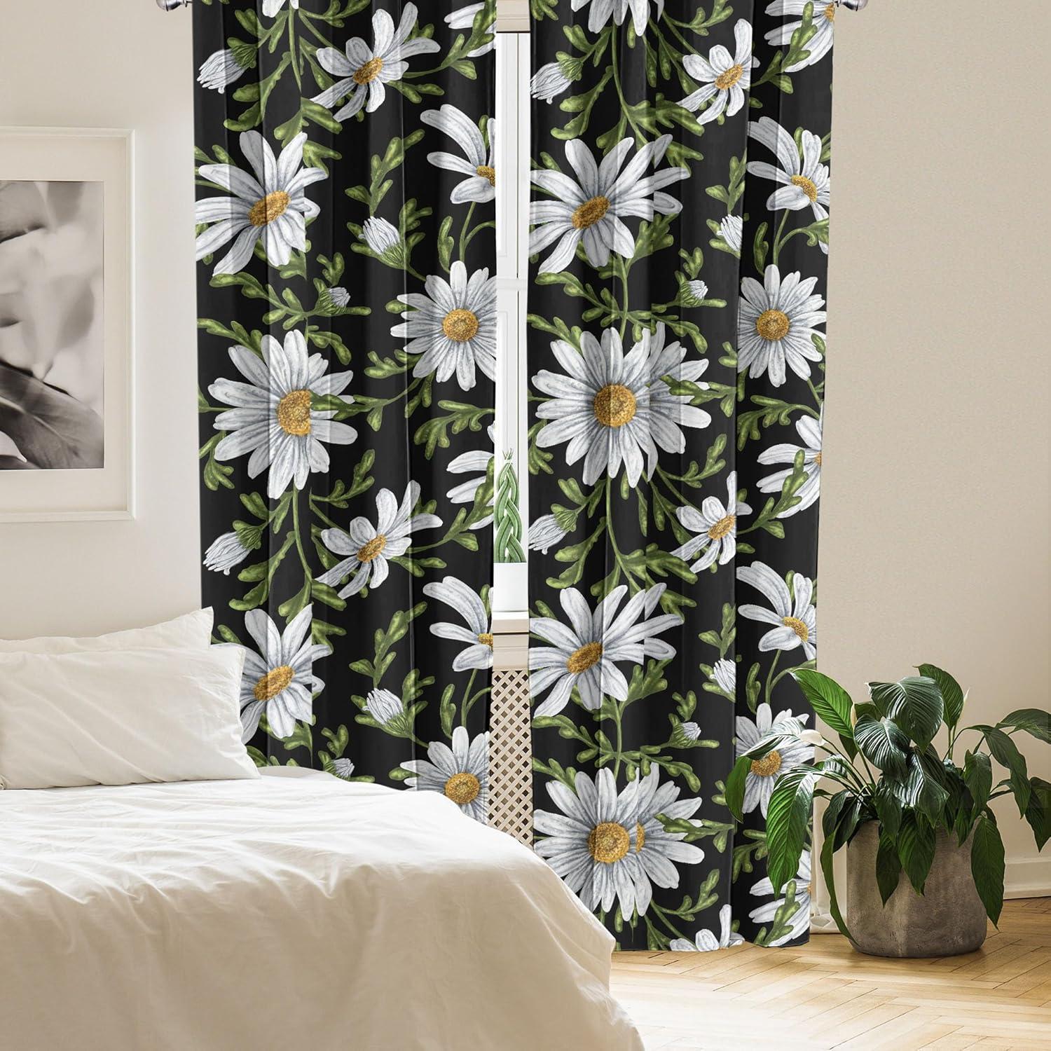 imageAmbesonne Blooming Roses Curtains Night Jungle Vibe Flowers Boho with Neutral Leafy Peduncles Window Treatments 2 Panel Set for Living Room Bedroom Pair of 28 x 84 Dark Sea Green Dark CoralOff White Fern Green