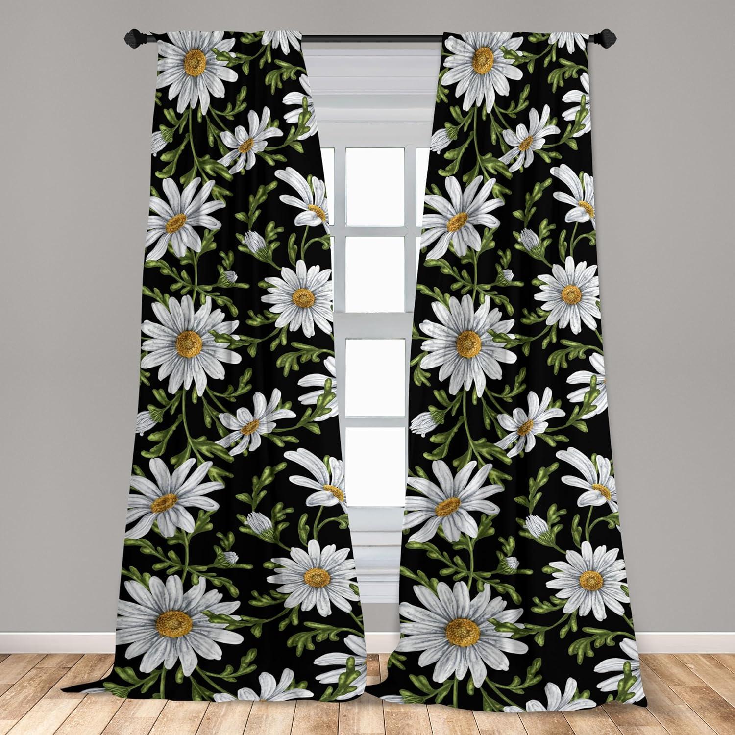 imageAmbesonne Blooming Roses Curtains Night Jungle Vibe Flowers Boho with Neutral Leafy Peduncles Window Treatments 2 Panel Set for Living Room Bedroom Pair of 28 x 84 Dark Sea Green Dark CoralOff White Fern Green