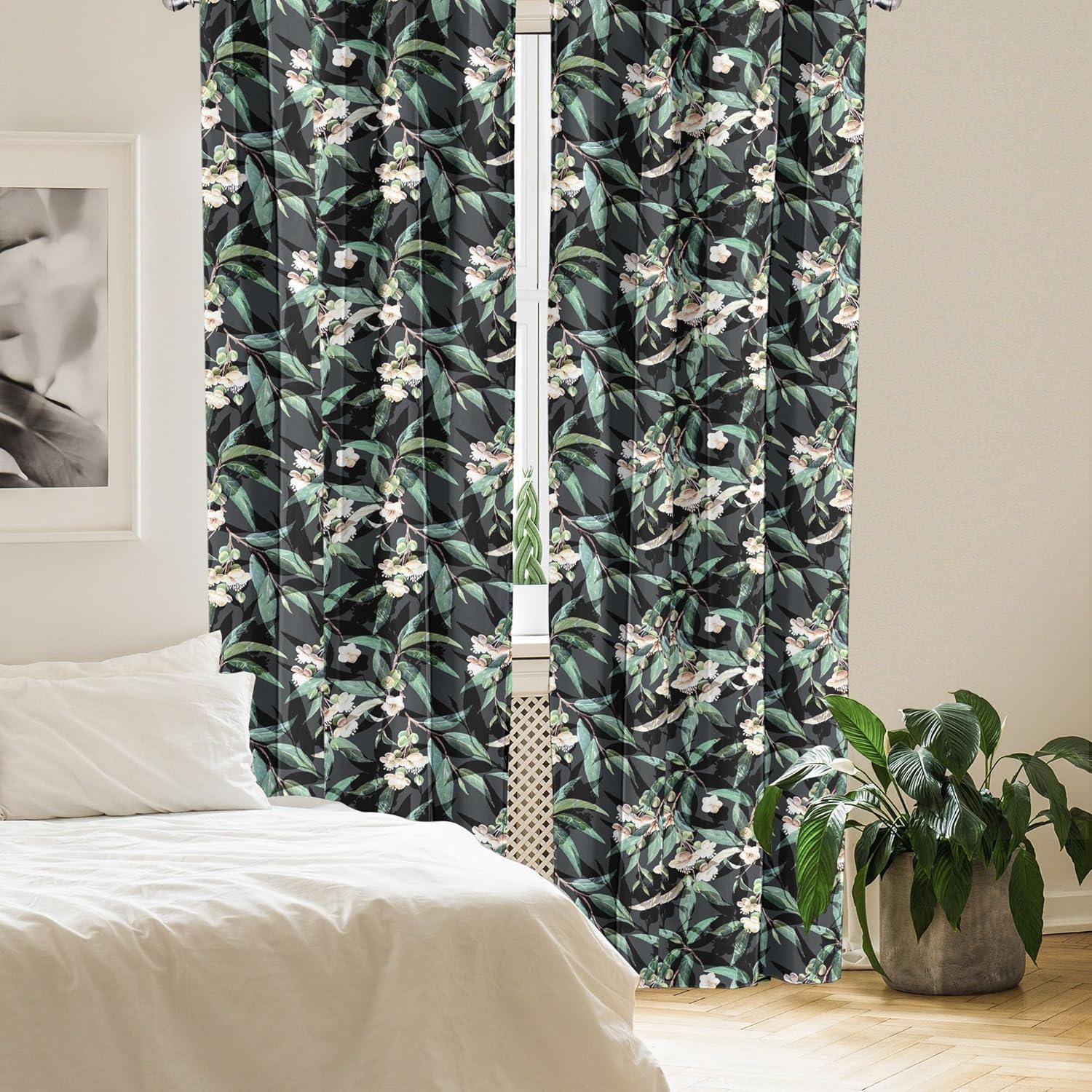 imageAmbesonne Blooming Roses Curtains Night Jungle Vibe Flowers Boho with Neutral Leafy Peduncles Window Treatments 2 Panel Set for Living Room Bedroom Pair of 28 x 84 Dark Sea Green Dark CoralPeacock Green Sea Green